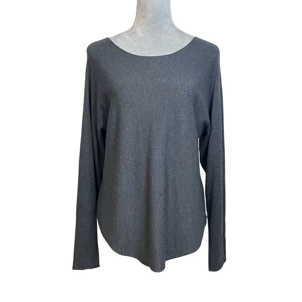 Magaschoni Cashmere Gray Long Sleeve Pullover Tunic Sweater M Cozy Fall